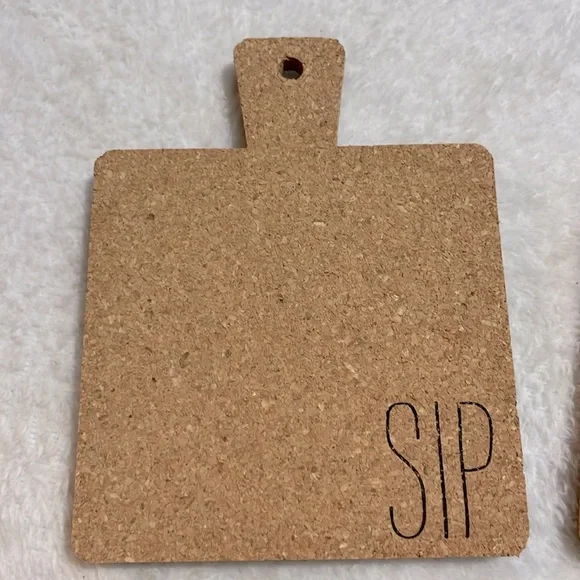 Set of Cork Coasters with Fun Text “Cheers, Sip, Enjoy, Chill” - Picture 2 of 6